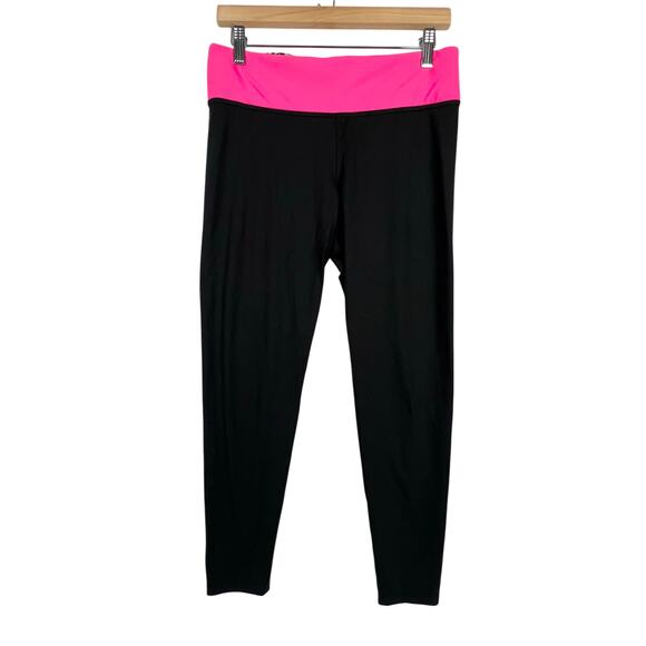 VTG Y2K Victoria's Secret PINK LOGO Women's M Fold Over High Waist Full Leggings - Picture 2 of 8